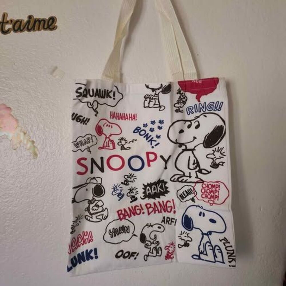 Snoopy Peanuts Graphic Print Canvas Tote Bag